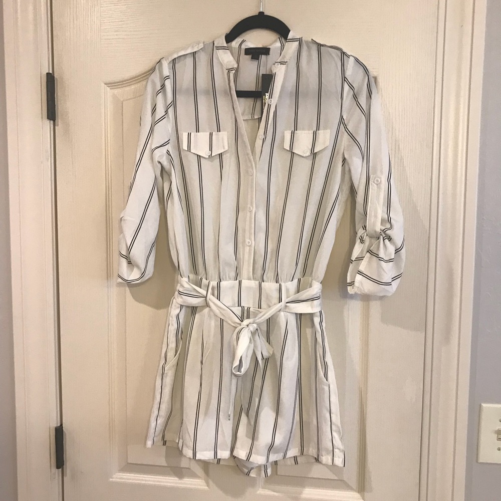 Black and White Striped Romper